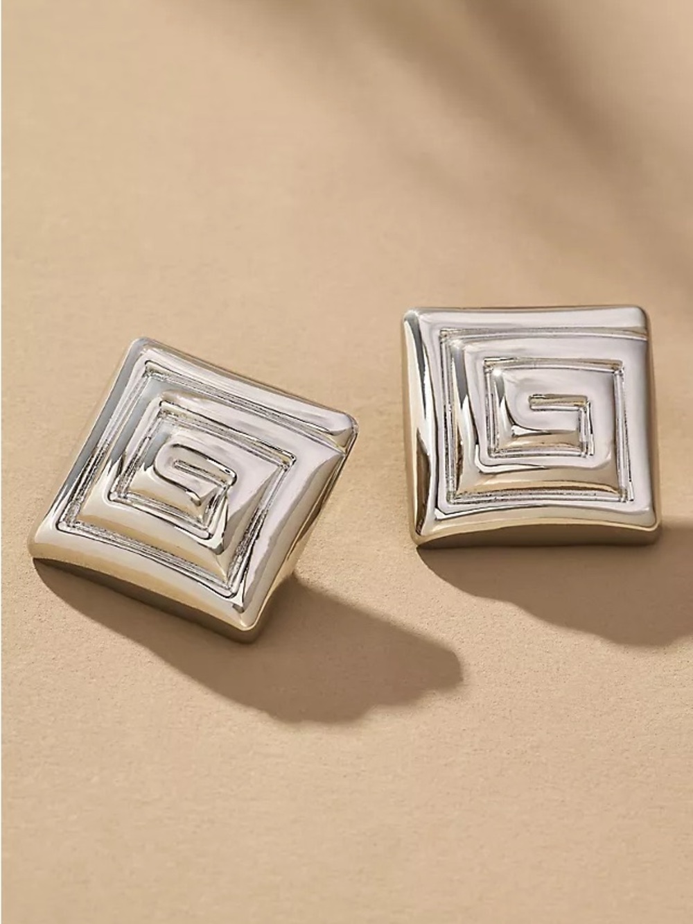 & Other Stories Silver Geometric Square Clip Earrings